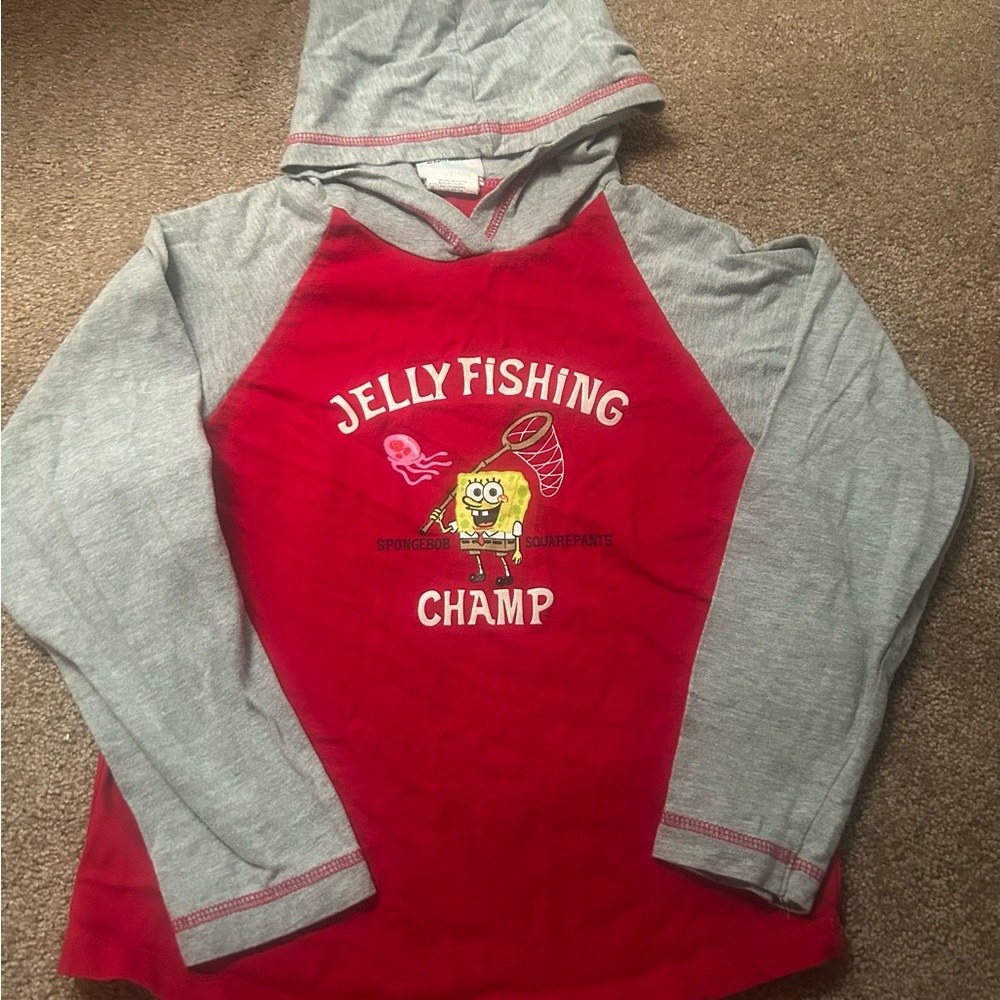 SpongeBob SquarePants Red and Gray Jelly Fishing Hoodie